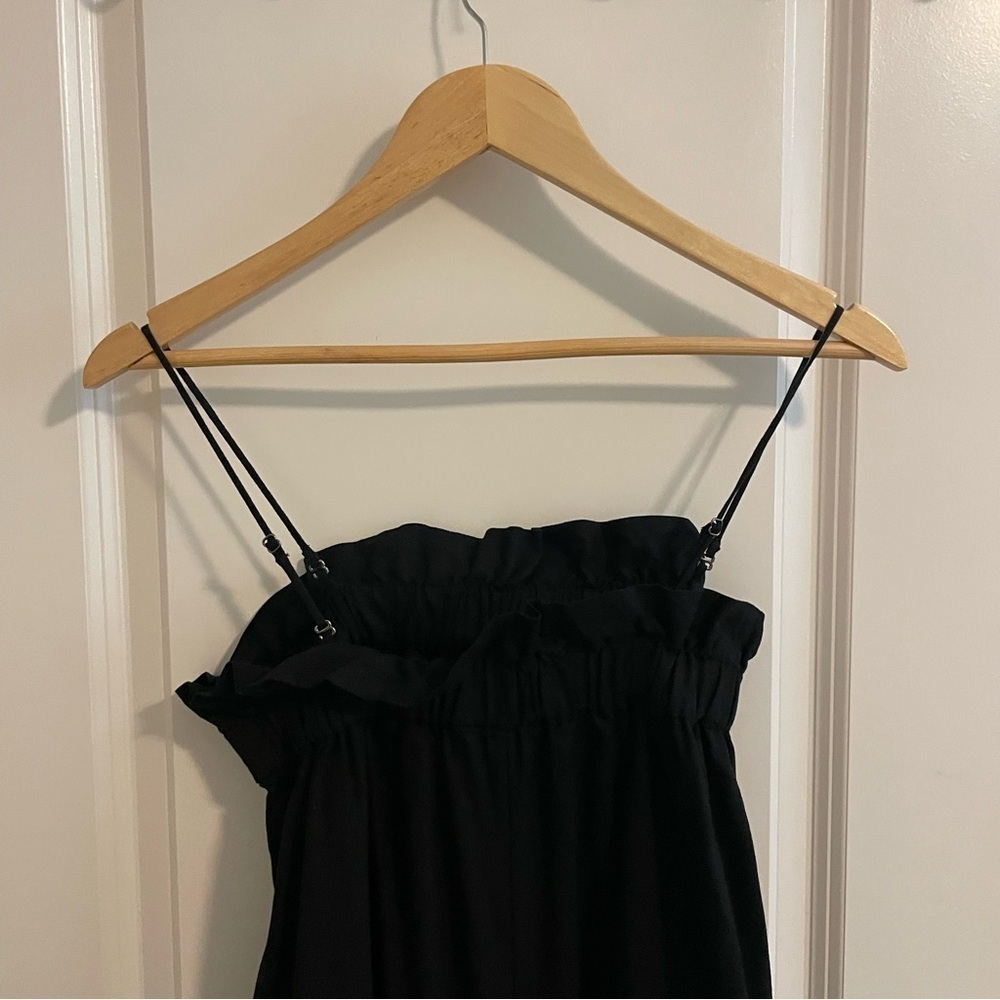 Banana Republic Linen Blend Wide Leg Ruffle Neckline Jumpsuit Black Size Small - Picture 12 of 14